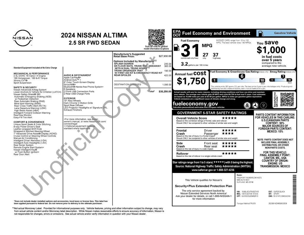 2024 Nissan Altima 2.5 SR