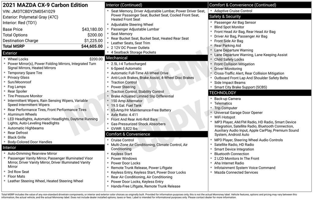 2021 Mazda Mazda CX-9 Carbon Edition