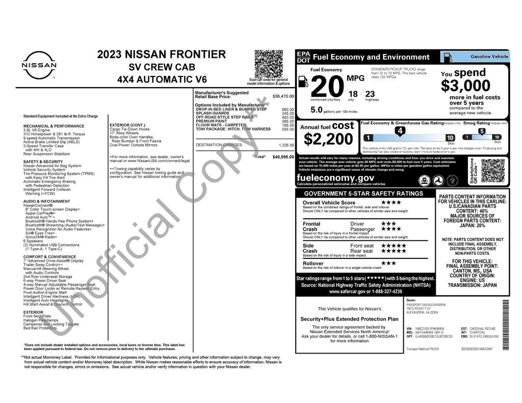2023 Nissan Frontier SV
