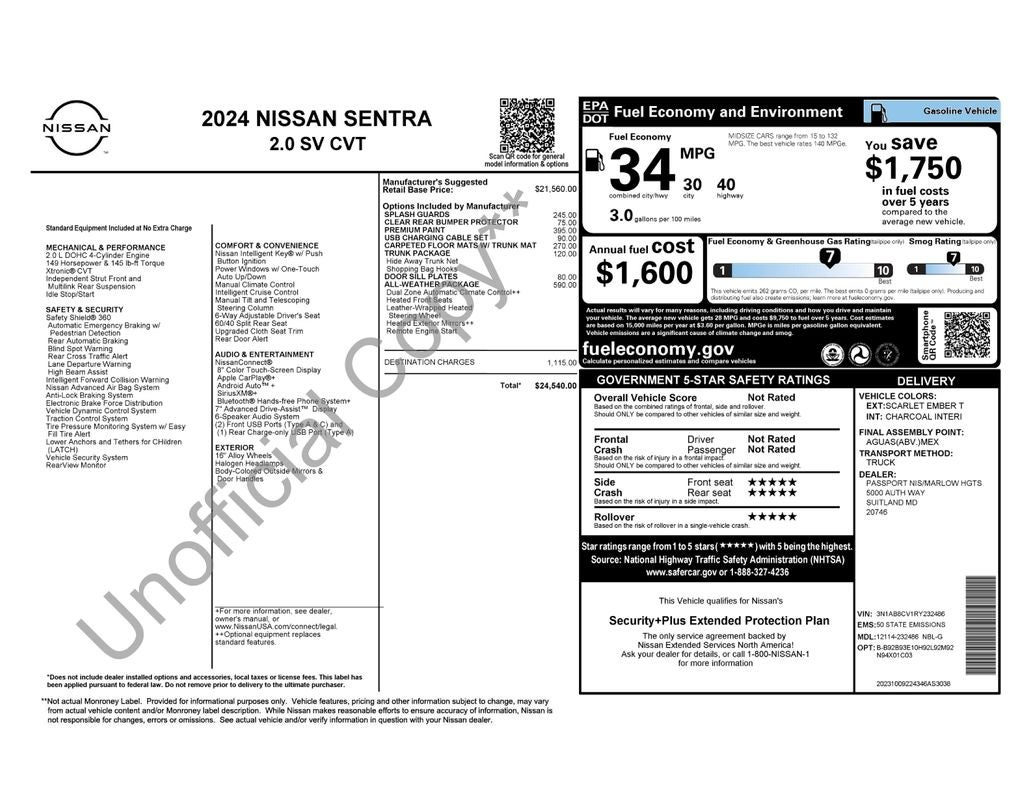 2024 Nissan Sentra SV Nissan Certified