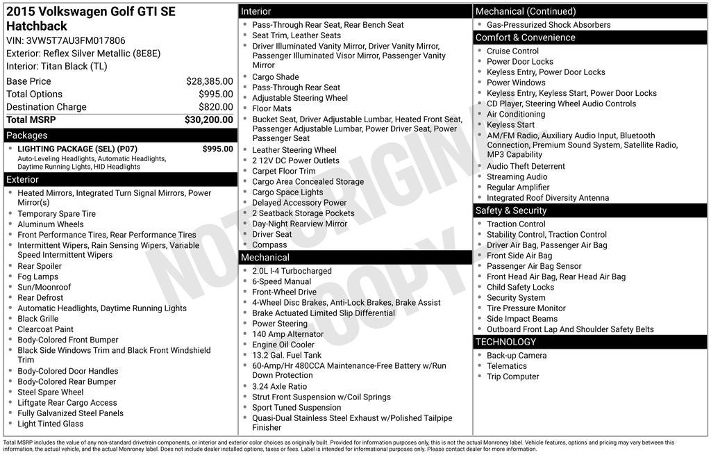 2015 Volkswagen Golf GTI 2.0T SE