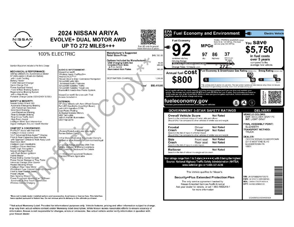 2024 Nissan Ariya EVOLVE+ e-4ORCE EV Certified