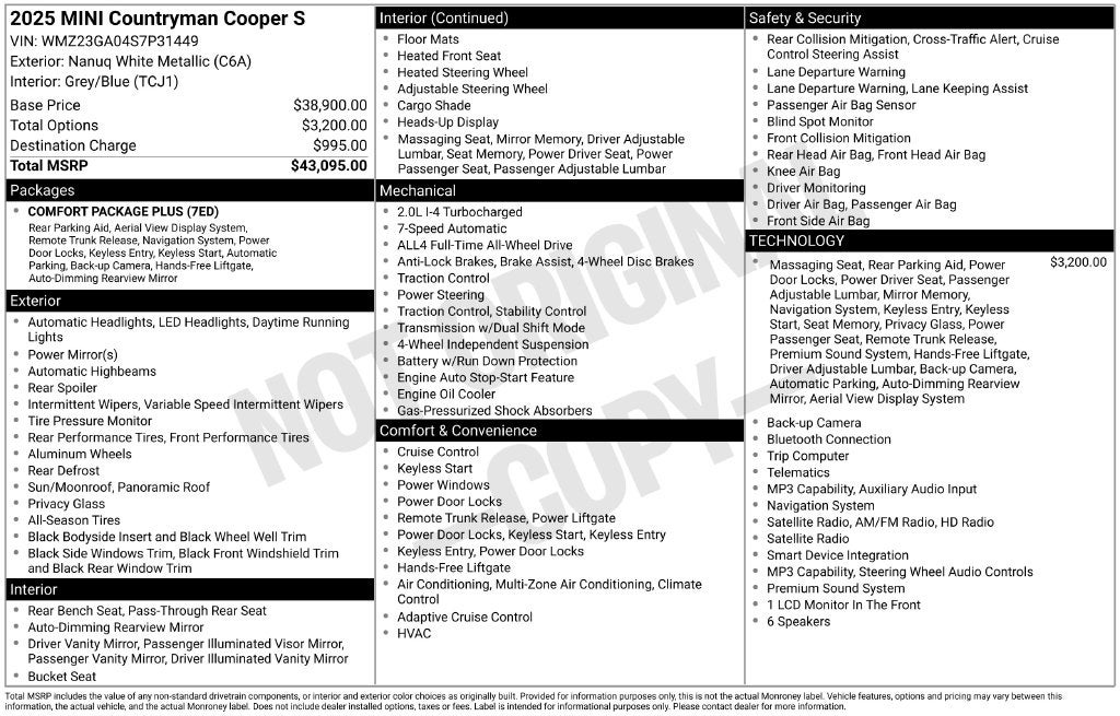 2025 MINI Cooper S Countryman Base
