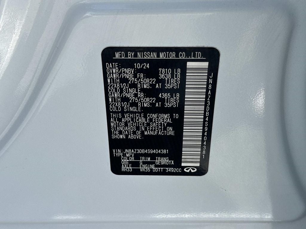 2025 INFINITI QX80 SENSORY