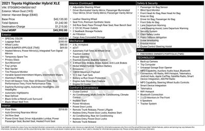 2021 Toyota Highlander Hybrid XLE