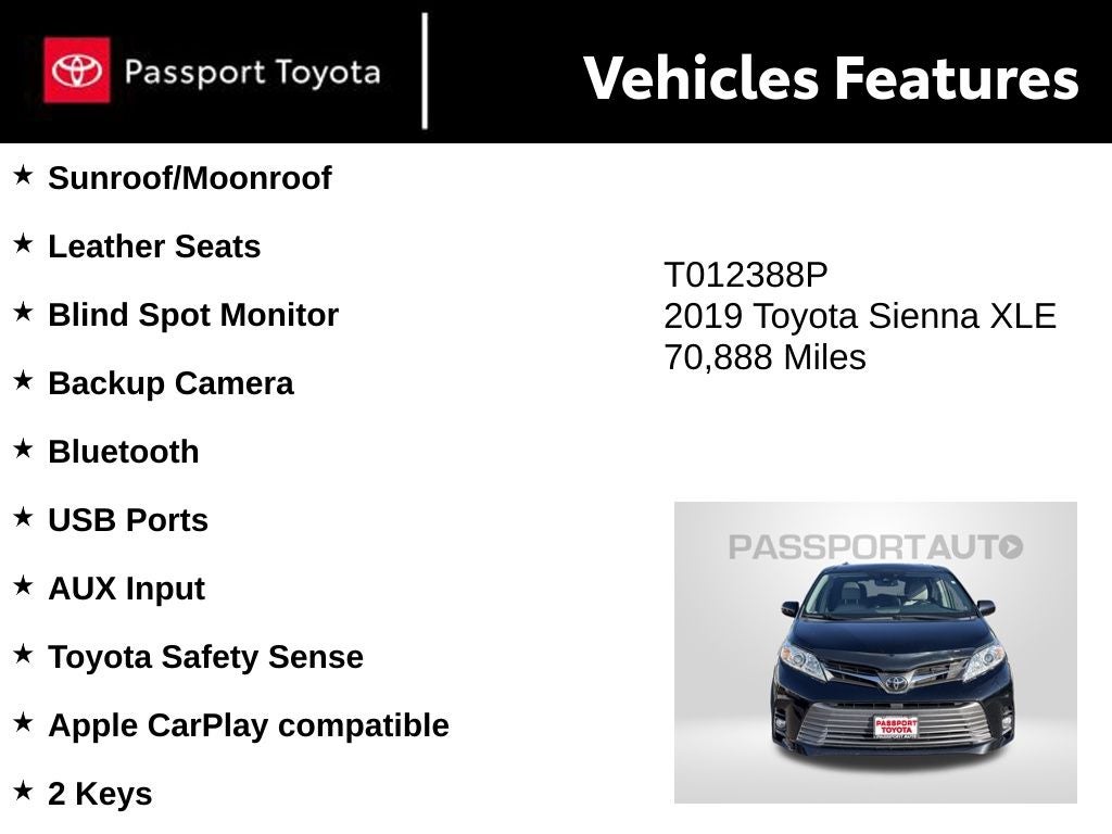 2019 Toyota Sienna XLE 8 Passenger