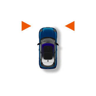 An icon showing red triangles warning the MINI to stay in its lane.