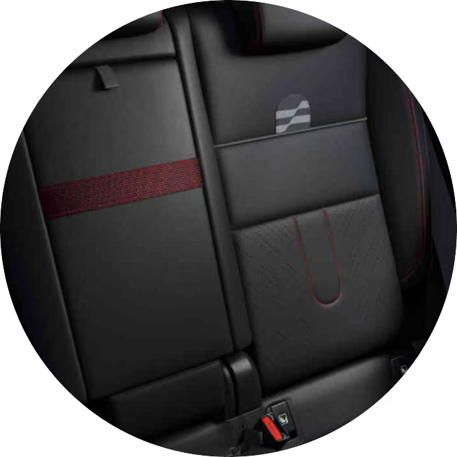 A close-up of the rear JCW Sports Seats.