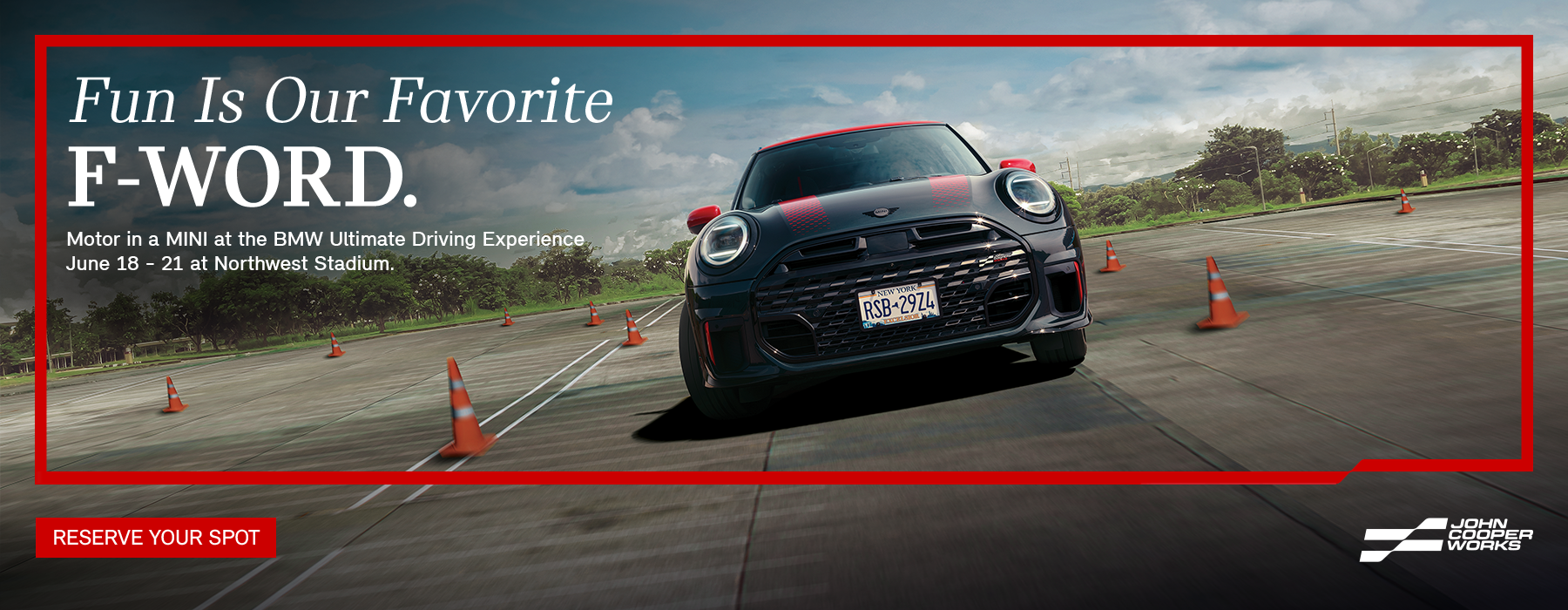 MINI JCW driving around corner.