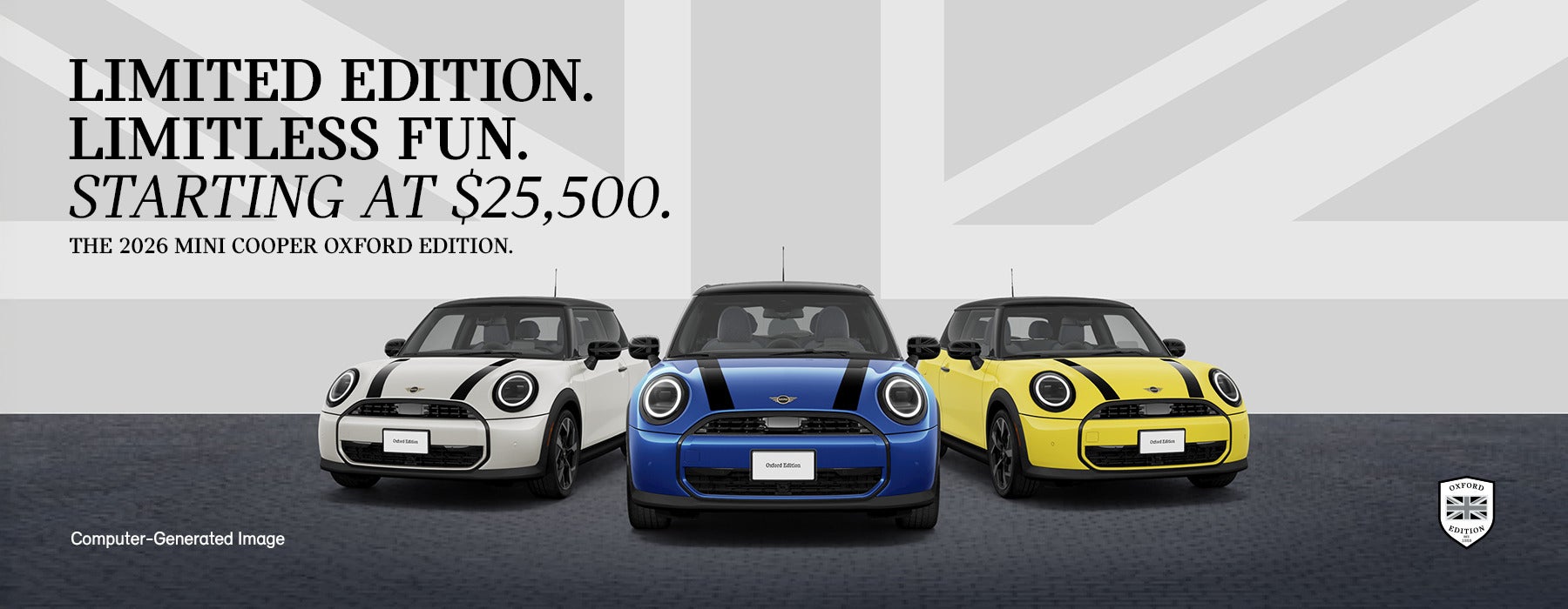 front view of 3 MINI Coopers.